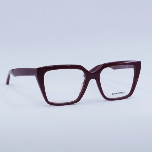 Balenciaga BB0130O 006 Eyeglasses Burgundy 53mm Square Frame - Picture 5 of 10